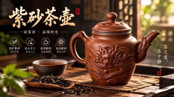 紫砂茶壶与茶席