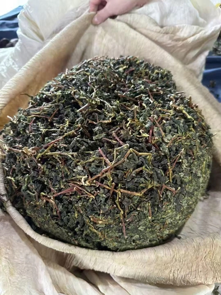 竹篮中刚采下的鲜茶叶