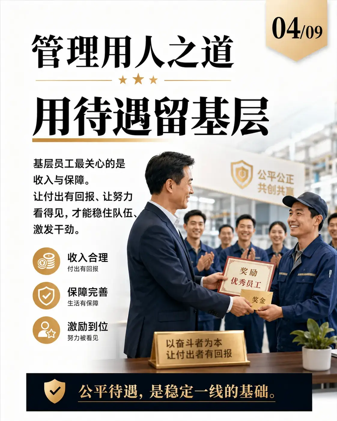 管理用人之道第4张：用待遇留基层