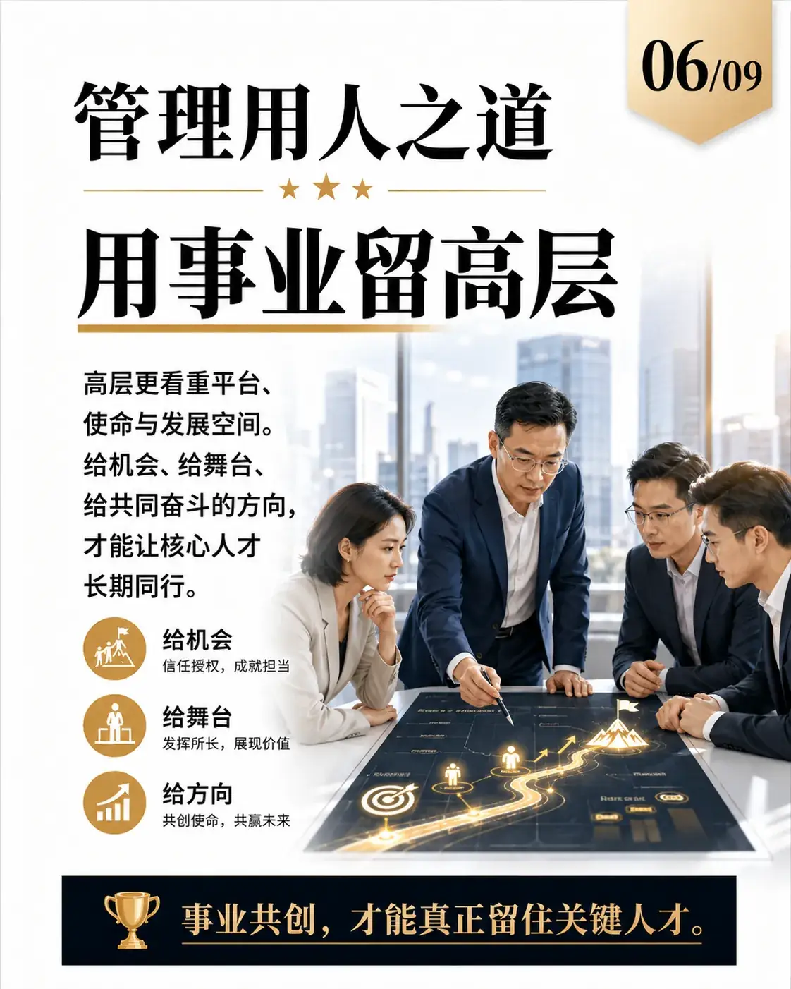 管理用人之道第6张：用事业留高层